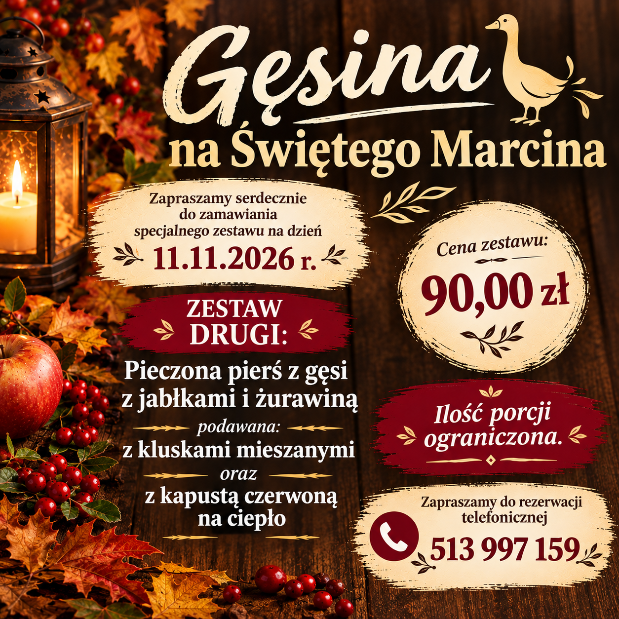 Oferta Gęsina na Świętego Marcina — zestaw pierwszy