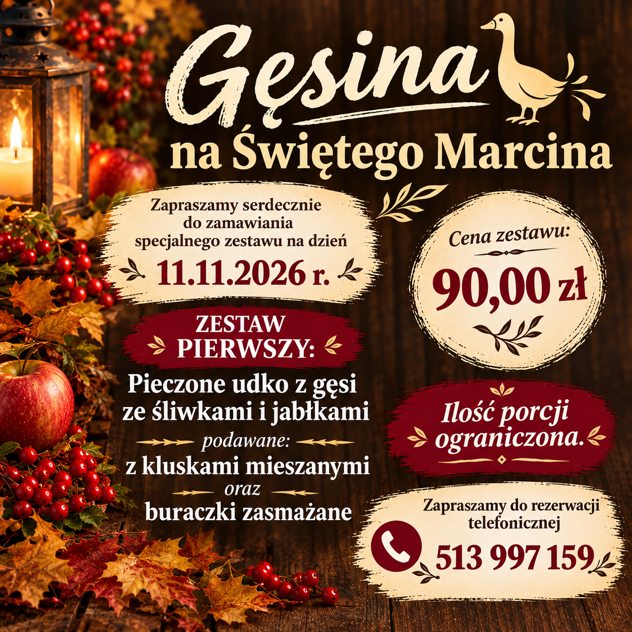 Oferta Gęsina na Świętego Marcina — zestaw drugi